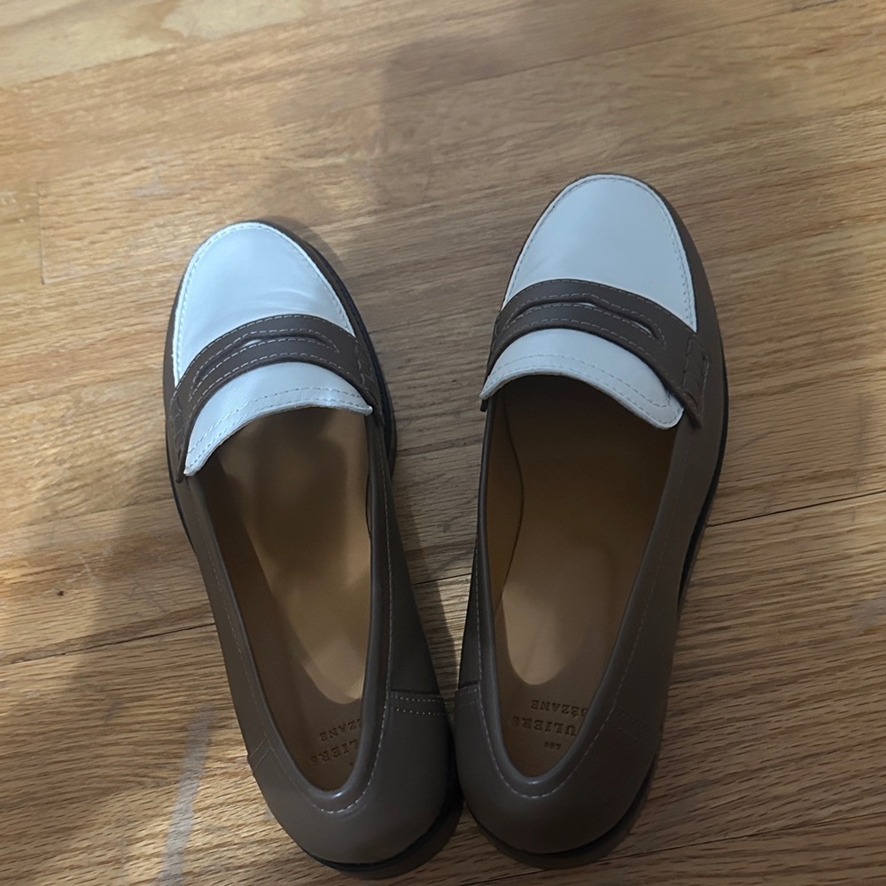 Sezane Brown and White Leather Loafers - Picture 2 of 12
